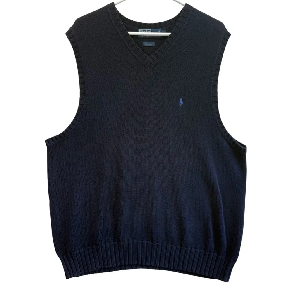 Ralph Lauren Men's Navy V-Neck Sweater Vest. Size XL